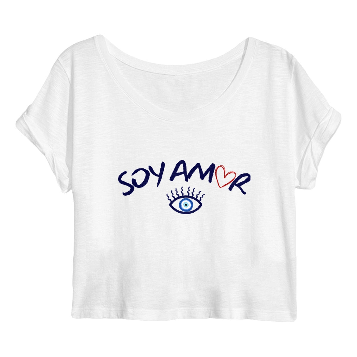 SOY AMOR EYES - Cropped shirt - face_blanc