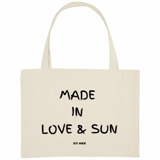 TOTE BAG couleur crème marque Soy amor avec inscription Made in love & sun